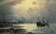 William J.Glackens Fishing vessels off Scarborough at dusk painting